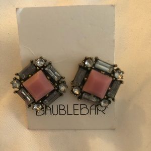 Bauble Bar pink and crystal stud earrings